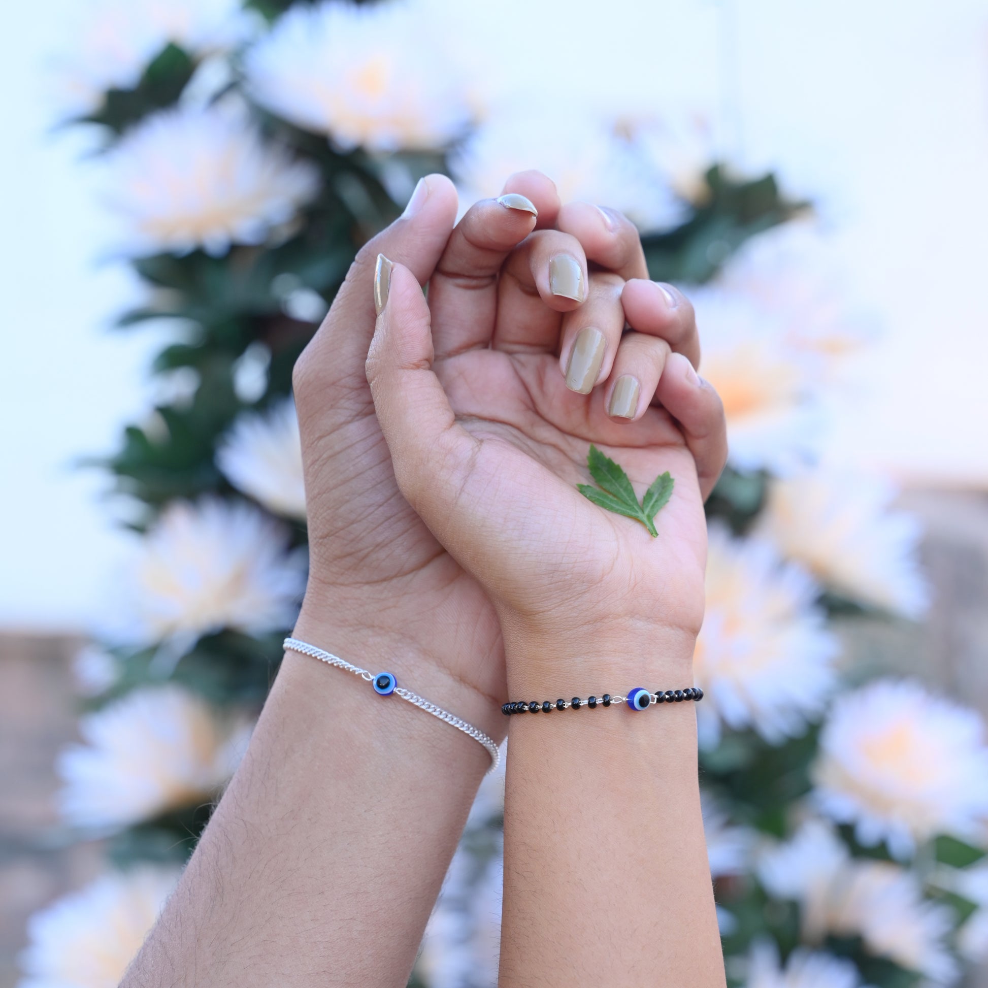 Couple's Silver Evil Eye Bracelet Combo – Stylish Protection for