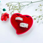 Load image into Gallery viewer, Unique Silver Couple Rings, Centered with a Radiant White Stone.
