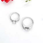 Load image into Gallery viewer, Unique Silver Couple Rings, Centered with a Radiant White Stone.
