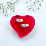 Load image into Gallery viewer, Unique Silver Couple Rings with Romantic "Love" Text at the Core.
