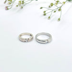 Load image into Gallery viewer, Beautiful Silver Couple Rings with Tiny White Stone in the Center.
