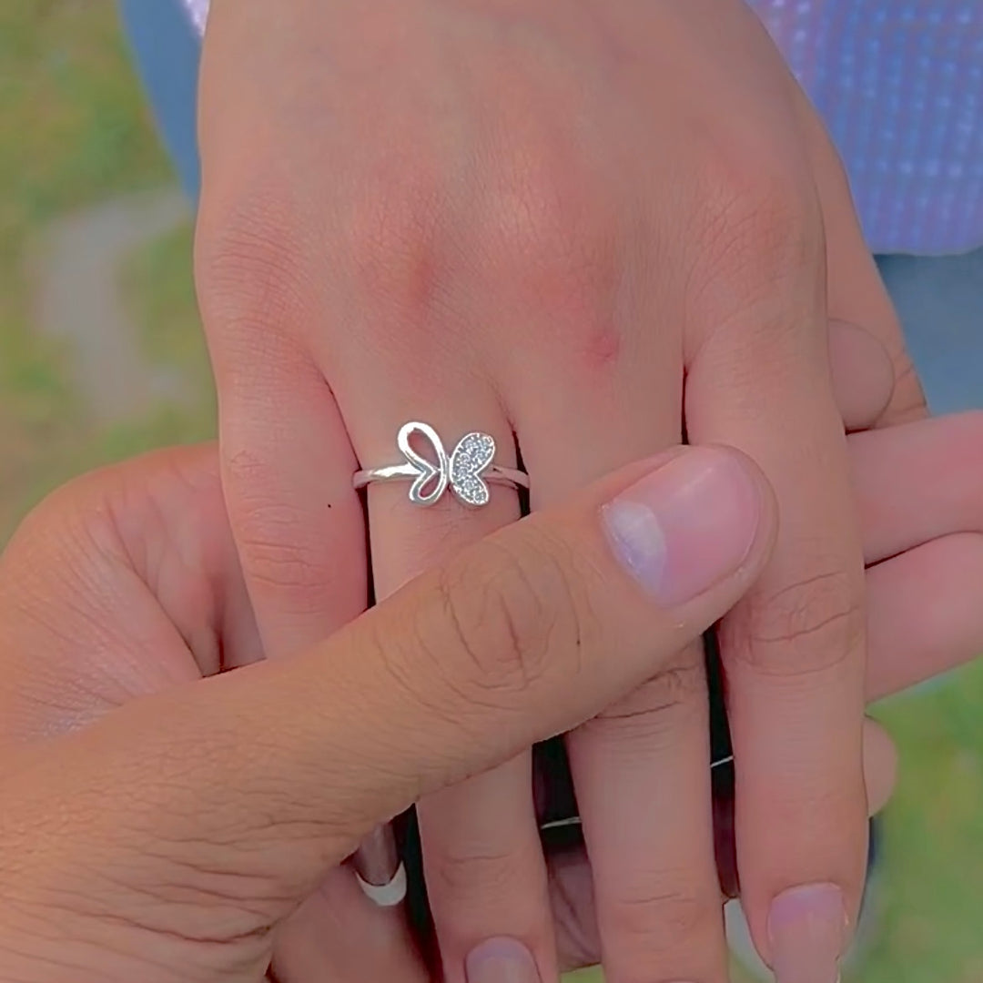925 Sterling Silver Butterfly Ring Elegant Women’s Jewelry