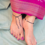 Load image into Gallery viewer, Trendy dhaga payal featuring silver buds for a fashion-forward look
