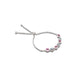 Elegant silver bracelet featuring a mix of pink and evil eye gemstones.