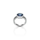 Close-up of the oval dark blue stone ring in 925 silver