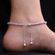 Stylish silver anklet with pink heart stone accents for girls.