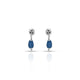 Silver earrings featuring blue oval beads with a flower design for girls.