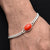 Silver bracelet with fashionable red gemstones, designed for boys.