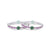 Silver chudi for girls with green and purple gemstone flower designs.