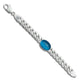 Elegant silver bracelet featuring a blue stone centerpiece and chain pattern for men.