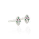 Stylish silver toe rings with an enchanting emerald design.