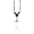 Elegant gold-plated 925 silver mangalsutra featuring red gemstone.