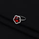 Elegant 925 silver girls' ring adorned with a vibrant flower-cut red gem