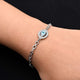 Boys' bracelet with a sterling silver band showcasing an evil eye and infinity motif.