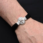Load image into Gallery viewer, Chic sterling silver moli bracelet with a detailed lion face, perfect for a strong, masculine style
