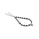 Elegant sterling silver anklet with black beads and plant design.