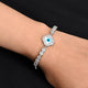 Elegant silver sterling bracelet with evil eye charm for girls.