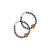 Silver bracelet with black and silver beads featuring an orange teddy bear design.