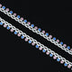 Fashionable silver anklet embellished with beautiful pink and blue beads.