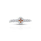 Silver kada with center orange four-leaf clover for girls.