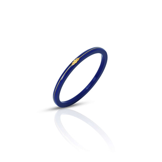 Gold Small Swastika Design Dark Blue Bangle