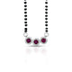 Beautiful mangalsutra with black beads and purple round gemstones.